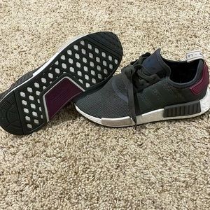 New! Adidas NMD 1 Running Shoes #BA7752 Olive Gray/Maroon/White Women’s Sz 8